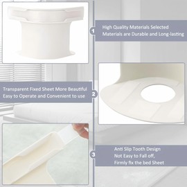 Bed Sheet Holder Removable Set of 4, Corner Sheet Strap Heavy Duty Lock Bedsheet Keeper, Non-Slip Bedsheet Grippers Keep in Place Bedding Accessories for All Mattress (White, L)