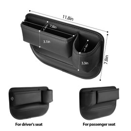 2 Pack Leather Car seat Gap Filler Organizers for Front Seat,Seat Gap Storage with Cup Holder and Storage Box for Phones,Keys,Glasses etc.Suitable for various car models (with cup holder)