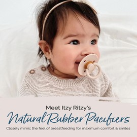 Itzy Ritzy Itzy Ritzy 2-Pack Natural Rubber Pacifiers; for Ages 0 - 6 Months, Coconut & Toast