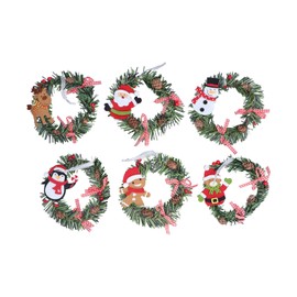6Pcs Christmas Wreath No Assembly Premium PVC Durable Festival Ambience Christmas Decor for Window Door Wall6Pcs