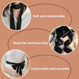MAIXIANGGUOJI Women's Scarf Black Satin Sash Belt for Dress, Long Thin Neck Tie Scarf Belt Waist for Women Necktie for Dresses Costume Party Wedding Best match (Black)