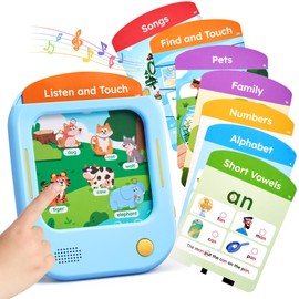 JoyCat Kids Learning Tablet, 156 Pages Talking Flash Cards with 20 Listen & Find Games, Tap-to-Read Educational Toy to Learn Alphabet Phonics Numbers, Autism Sensory Toys Gifts for 2 3 4 5 6 Year Olds