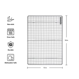 KitchenAid Nonstick Swiss Engineered Aluminized Steel Cooling Rack, Dishwasher Safe, Contour Silver, 13x18 Inch