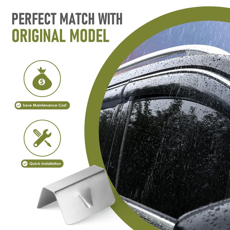 20 Pcs Automotive Wind Deflector Clips Stainless Steel Wind Rain
