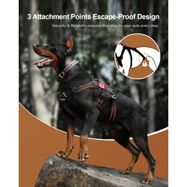 FAYOGOO Tactical Dog Harnesses for Large Dogs No Pull Escape Proof with in Training, Service Patches Reflective No-Choke Vest Walking with Handle Dog Gift