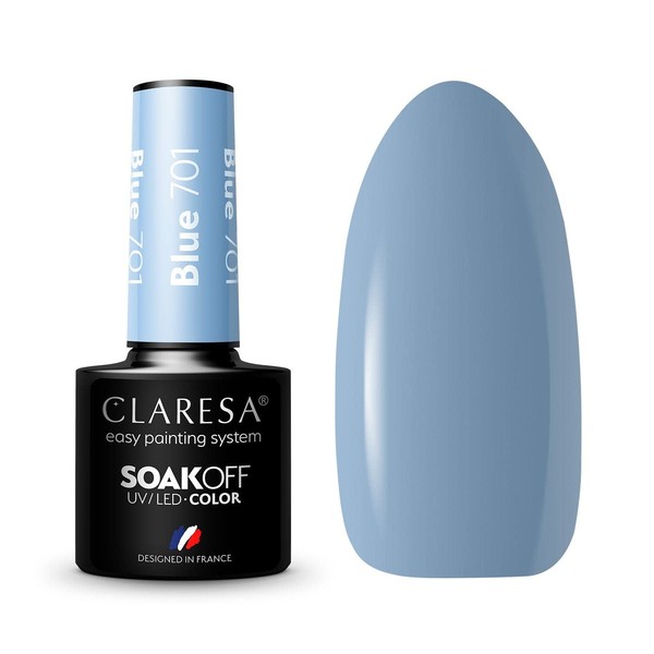 Claresa UV LED Nail Polish Collection Hybrid Manicure Soak Off Nail Polish Blue No. 701 5 ml