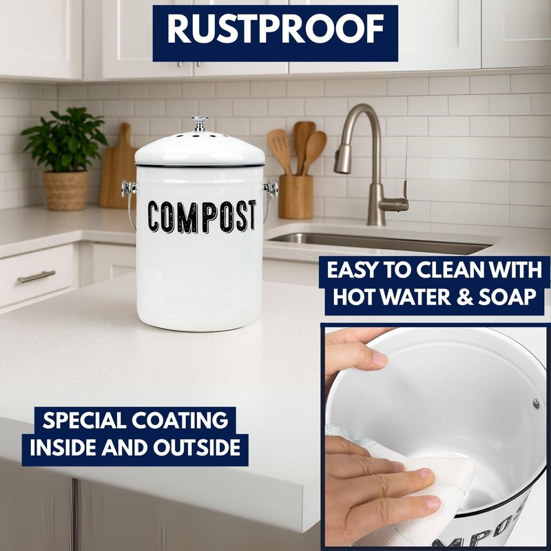 Granrosi Countertop Compost Bin Kitchen - 1.3 Gal Indoor Compost
