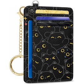 METALPHA Credit Card Holder Slim Wallet, Small Wallets Woman RFID Wallet Women, Front Pocket Cute Funny Mini Thin ID Card holders (winking kitty)
