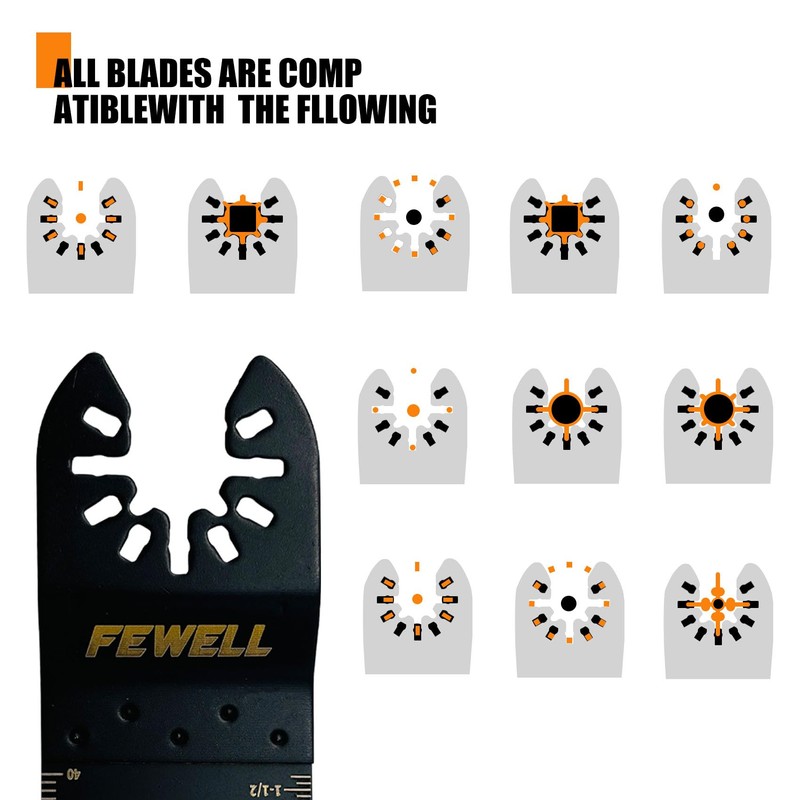 FEWELL 55PCS Oscillating Saw Blades, Universal Titanium Multitool Blades for
