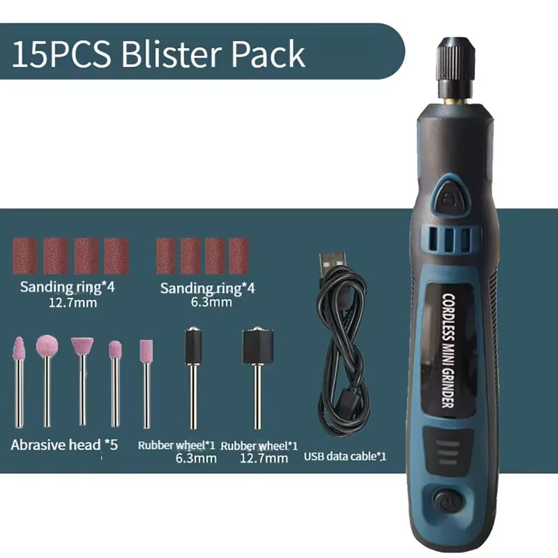 3.6V Cordless Mini Rotary Tool 3-Speed USB Rechargeable Grinder