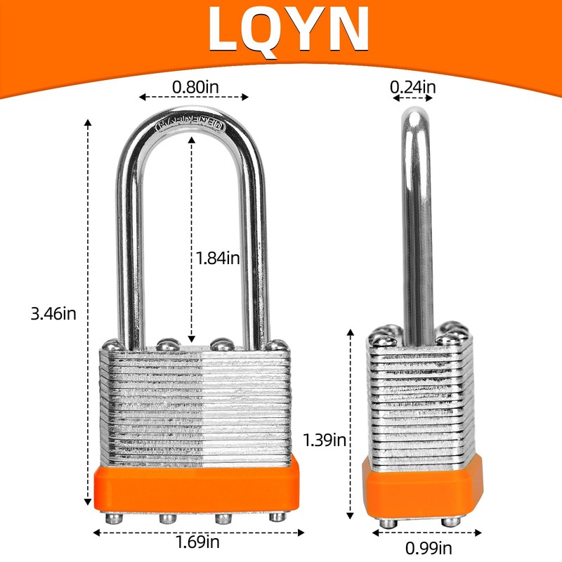 Padlocks with Same Key, LQYN 12 Pcs Laminated Keyed Padlock