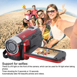 Yosoo Health Gear Handheld Video Camera Camcorder, 1080P 4K 48MP DV Camera 16x Digital Vlogging Video Camera 2.7in TFT LCD Rotatable Screen (Red)