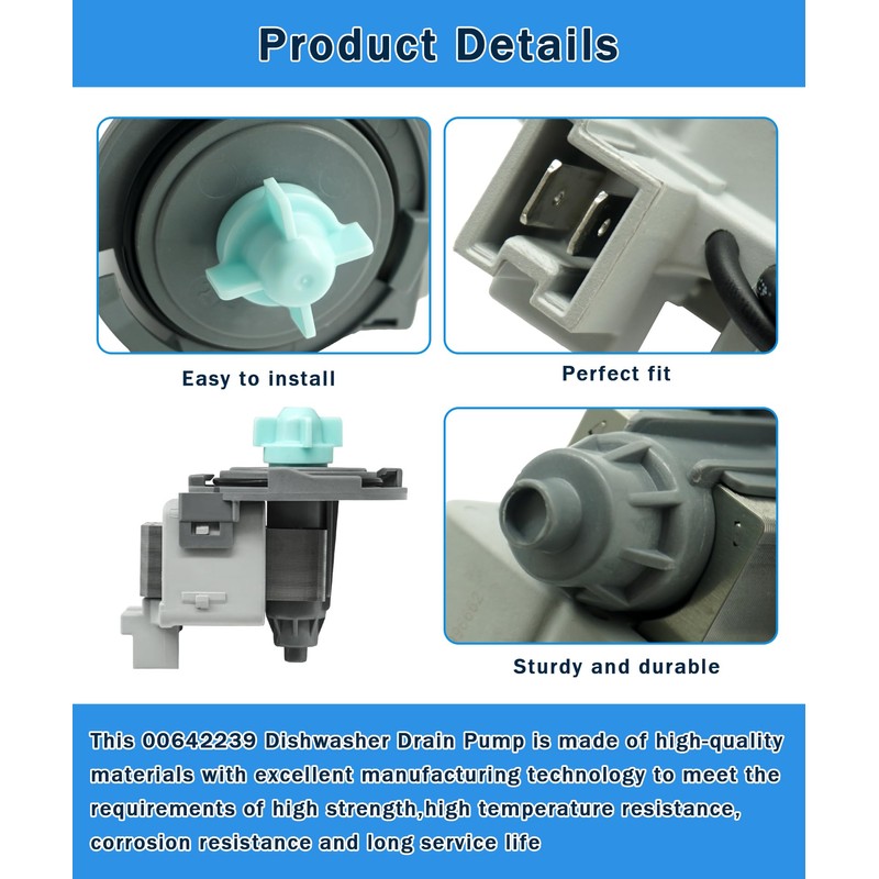 00642239 Dishwasher Drain Pump Replaces 642239 00184178