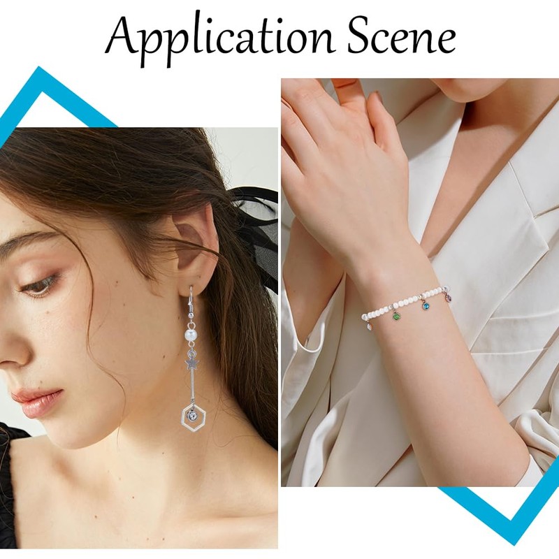 SUNNYCLUE 1 Box 40Pcs 10 Colors Stainless Steel Rhinestone Charms