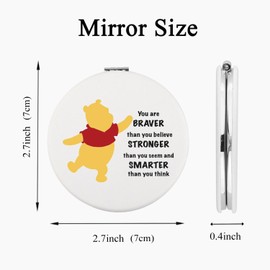 CMNIM Cartoon Bear Makeup Mirror Bear Lover Gift for Women Fans You are Braver Stronger Smarter Than You Think Compact Mirror (25528 Cartoon Bear Mirror)