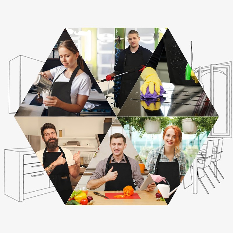 Yuubin Extra Large Aprons for Men, Adjustable Button Bib Apron