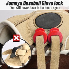 Jomeya Glove Locks, 8 Pack Baseball Glove Lace Locks, No More Knots Required, Universal Fit for Baseball and Softball Gloves (Red)