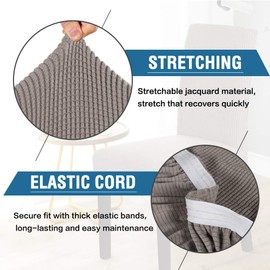 Smarcute Dining Chair Covers Stretch Removable Washable Chair Covers Chair Protector Home Decor Spandex Jacquard Dining Chair Protector Cover for Dining Room Set of 4, Taupe