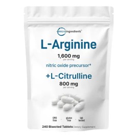 L-arginina 1600 Mg Con L-citrulina, 240 Tabletas Biseladas