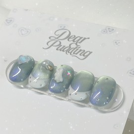 [Handmade Nail Tips] Summer Catch Nail Tips - Long Oval / [수제네일팁] 여름캐치 네일팁 - 롱오벌