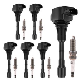 Yikesai Ignition Coil Pack and Spark Plug Compatible with 3.5L V6-2007-2020 Nissan Maxima, Murano, Altima, Pathfinder, Quest, Infiniti Q50, QX60, FX35 - Replaces UF550, Set of 6