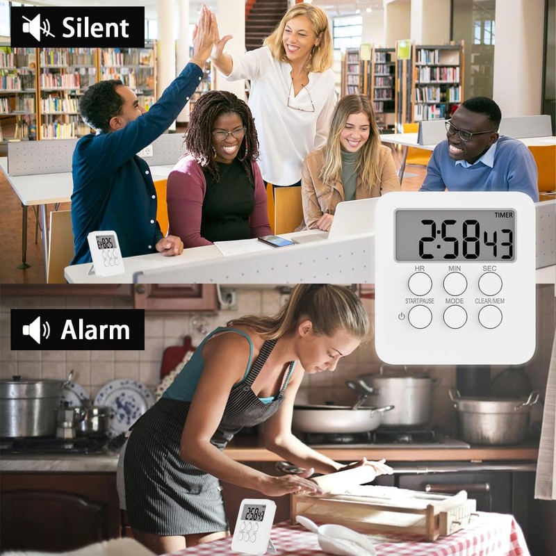 Magnetic Kitchen Digital Timer Clock Alarm with Mute/Loud Alarm Switch,3
