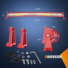 Nilight LED Light Bar 42 Inch Triple Row Spot Flood Combo Lights Red Shell with Wiring Harness Kit for Fog Driving Work Lighting on Off-Road Truck Tractor SUV ATV UTV Boat