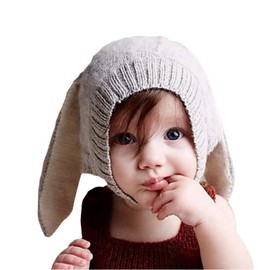 EROSPA® Cute Baby Winter Hat with Rabbit Ears Rabbit Knitted Hat Beanie Girls Boys Rabbit (Grey)