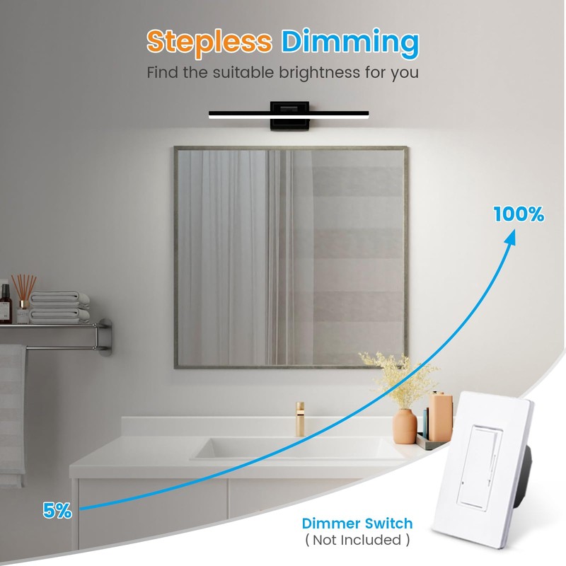 VOLISUN Modern Bathroom Vanity Light 24 inch, Rotatable, 14W Dimmable