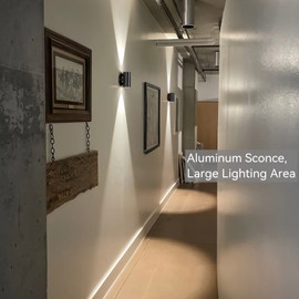 Tubicen Indoor Cylinder Wall Sconce, 7W Bright LED Dimmable Home Theater Sconces Wall Lighting, 3000K Modern Up Down Wall Lights for Living Room Hallway Stairway, Hardwired