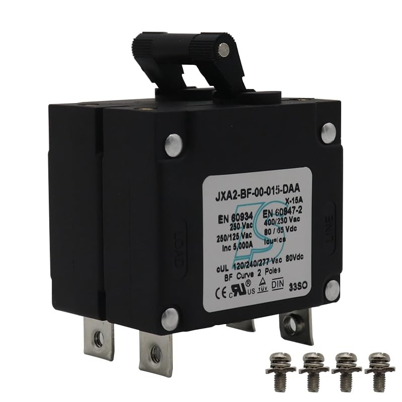 T Tocas Double Pole 15 Amp AC/DC Toggle Magnetic Circuit