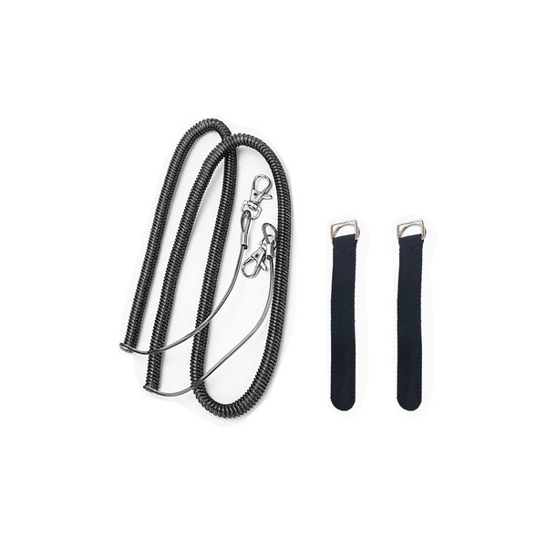 YINKE Butt Belt, Rod Belt with Rope, Fishing Rod, Spiral Cord, Rod Belt with Wire, Fishing Tackle 114.8 inches (290 cm), Set (Black)