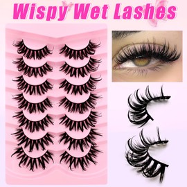 False Eyelashes, Manga Eyelashes, Wet Look, D-curl, Japanese Style, Cosplay, Spiky Eyelashes, Anime Lashes, 18 mm, Long, Dramatic, Thick, Faux Mink Doll Eyelash Extension, Look Like Wispy Individual