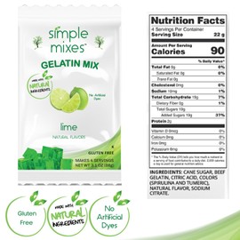 Simple Mixes Natural Gelatin Dessert, Lime, Kosher, 6 Pack of 3.1 oz each