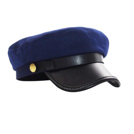 Bohue Chauffeur Hat Retro Flat Top Cap Driver Hat Vintage Newsboy Cap Taxi Driver Theme Hat for Driver Costume Supplies (Blue)