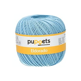 Puppets Eldorado Crochet Yarn Thickness 10 100% Cotton, Cotton, 04280 Hellblau, Light Blue