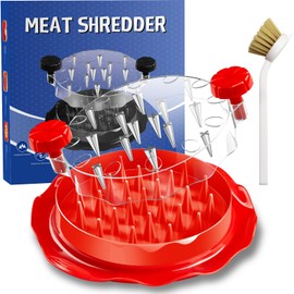 Chicken Shredder,Chicken Breast Shredder Tool Twist with Brush,Visible Meat Shredder Machine,Anti-Slip Strip,Ergonomic Handle,BPA Free,Heat Resistant,Suitable for Pork Beef Chicken (Style-Red)