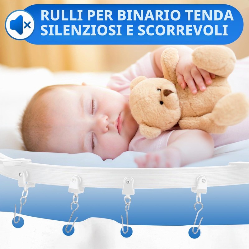AIDUCHO Guida per tende flessibile e pieghevole, con ruote mute,