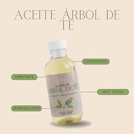 Lenico Aceite de Árbol de Té 120 ml | Uso Cosmético Natural para Humectar, Cicatrizar, Desmaquillar, Repelente de Piojos | Ideal para Piel y Cabello