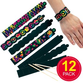 Baker Ross EK666 Scratch Art Bracelets (Pack of 12) for Kids Party Bag Fillers, Assorted, 12 Pack