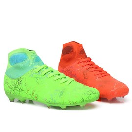 WELRUNG Men's Women's AG Cleats Training Athletic Non-Slip Long Studs High-Top Football Soccer Shoes for Youth Couple 8.5/7 US