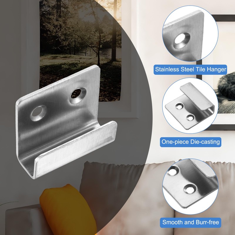 uxcell 10 Pcs Stainless Steel Tile Hanger, Tile Display Wall