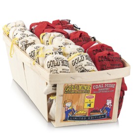 Old Fashioned Bubble Gum Candy: Fruit Flavor Chewing Gum in Individual Drawstring Bags - Vintage Assorted Bulk Candy Packs for Parties and Special Events - 24 Coal Mine Bags and 24 Gold Mine Bags