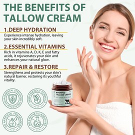 Liefiet Beef Tallow for Skin, Tallow and Honey Balm 4.2oz, Organic Tallow Balm Moisturizers for Face and Body, 100% Grass Fed Whipped Beef Tallow Cream