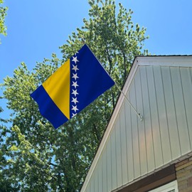 FLGCLUB Bosnia and Herzegovina Flag 3x5 Ft Outdoor, Vibrant Color Fade Resistant Bosnian Flags Polyester Double Stitched, Bosnia Herzegovina National Flag Canvas Header and Brass Grommets