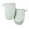 MARTHA STEWART Honeycomb Quilted Chambray Mini Oven Mitt 2-Pack Set,