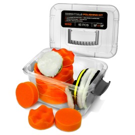 VViViD - Juego de 16 almohadillas para orejas para pulir y pulir esenciales para el automóvil, almohadillas para orejas de espuma de 5 pulgadas y 3 pulgadas, para lavado, pulido, limpieza, depilación