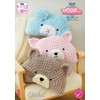 King Cole 9218 Crochet Pattern Animal Pillow Designs Bear Rabbit