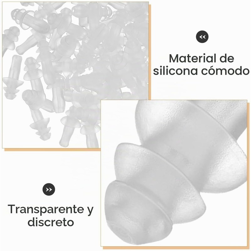 Beaupretty Tapones Oídos de Silicona Transparentes, 30 Pares Reutilizables, Impermeables