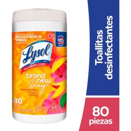Lysol® Toallitas Desinfectantes Superficies Mango & Hibiscus 80pz